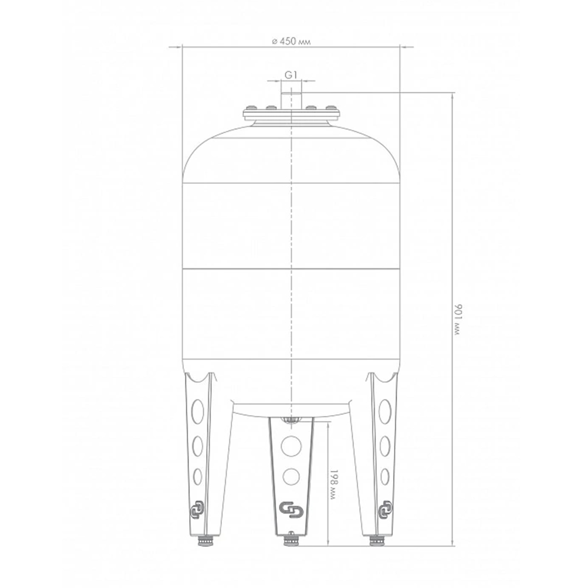 Бак расширительный для систем отопления в 100  100 л (вертик.) (1) "джилекс"