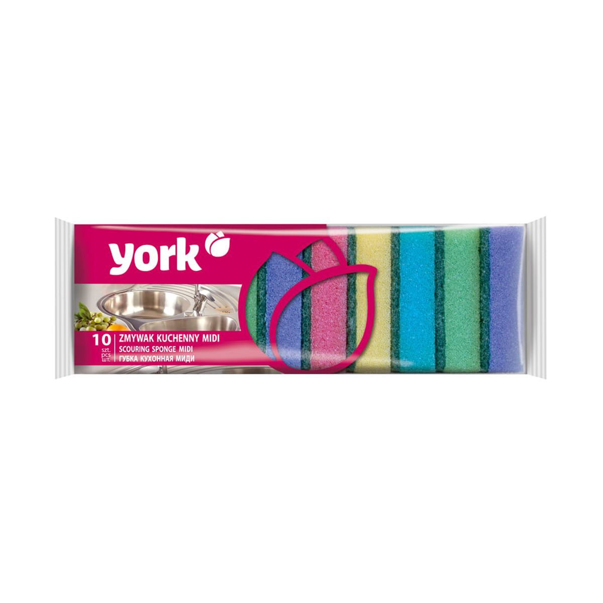 Губки для посуды "миди"' упак. 10 шт. (1/60) "york"