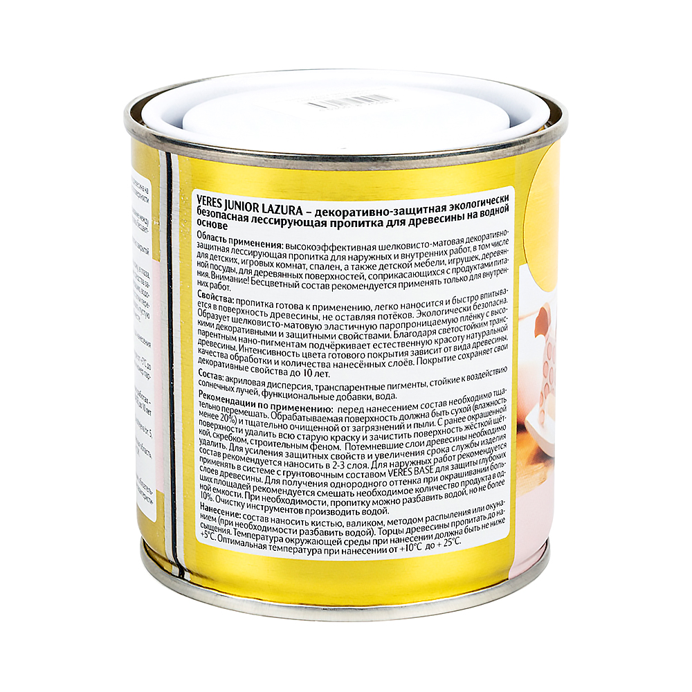 Декоративная пропитка для дерева Veres Junior Lazura №1, матовая, 0,25 л, бесцветная