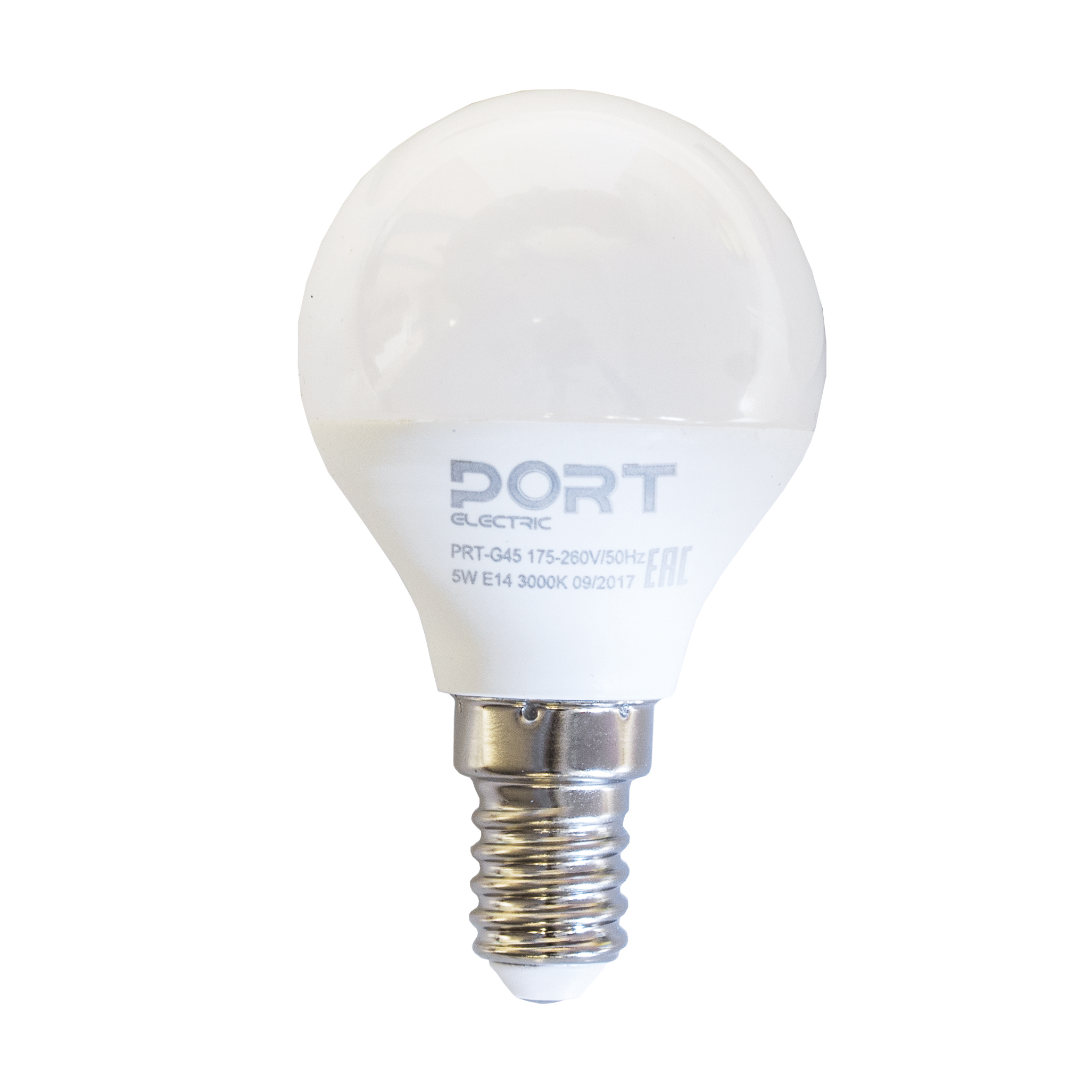 Лампа светодиодная (led)  "port" g45  шар  05w 3000 к  e14, матов., тепл. свет (10/100)
