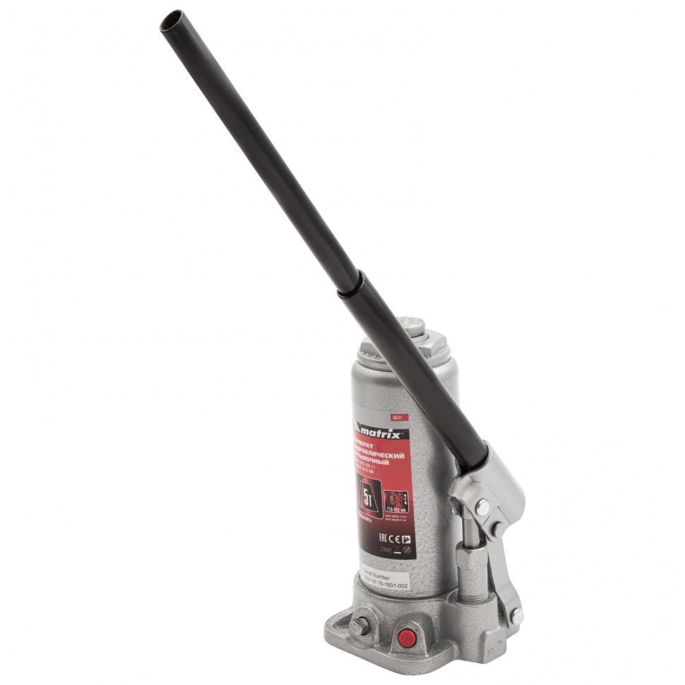 Домкрат гидравлический бутылочный, 5 т, высота подъема 216-413 мм Matrix (50721)