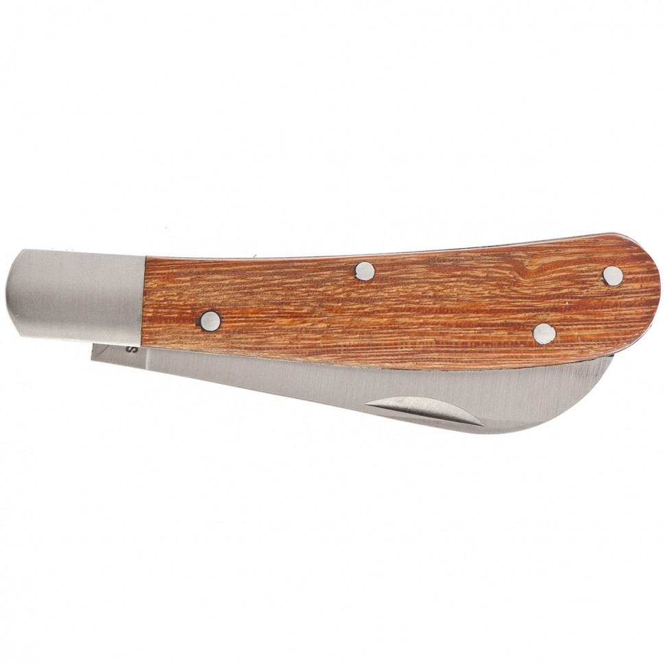 Нож садовый складной, прямое лезвие, 173 мм, деревянная рукоятка, Palisad (79003)