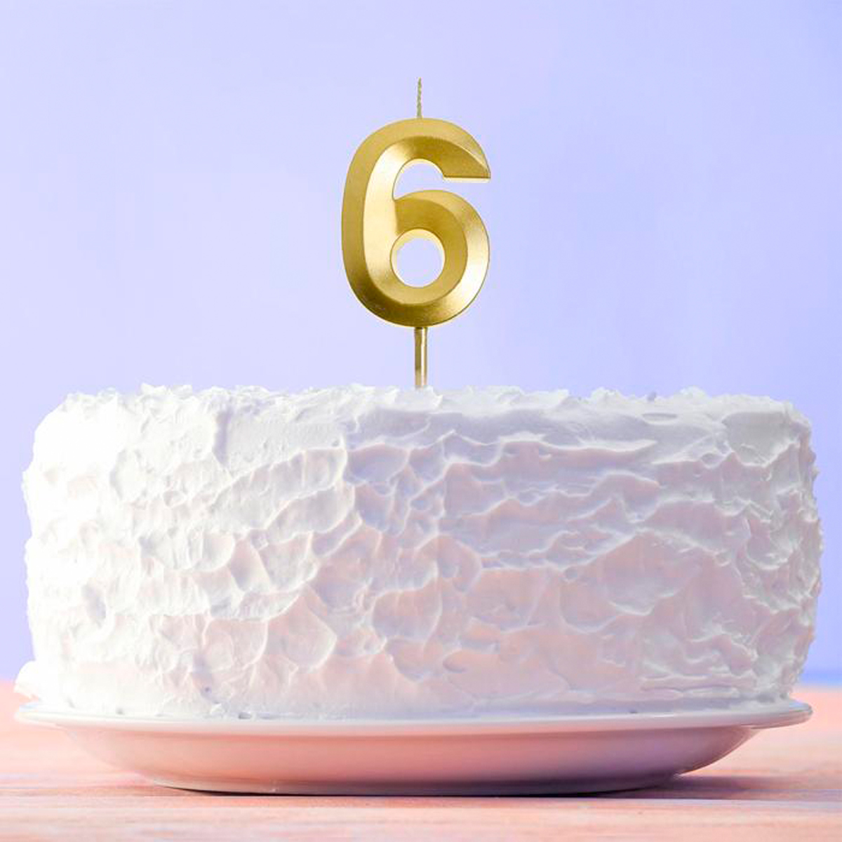 Свеча для торта цифра "6" 5*12 см золотая (1/600) "страна карнавалия" 5276858