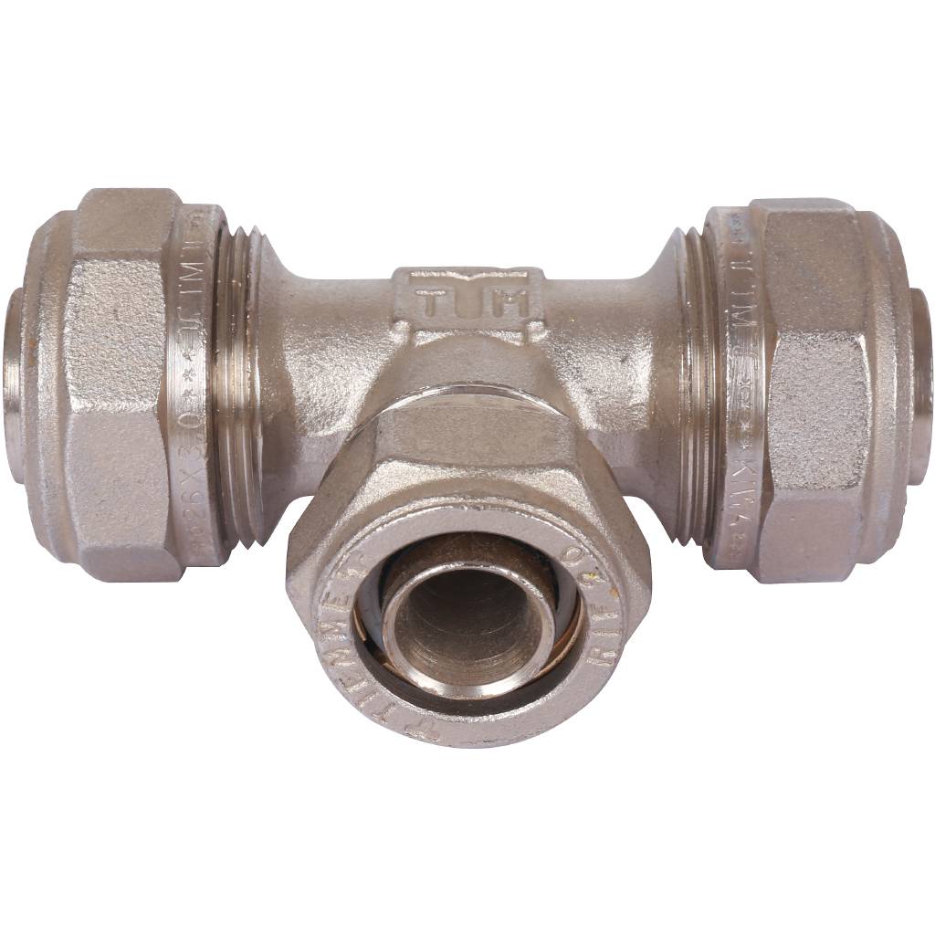 Тройник редукционный 26 x 20 x 26 под обжим TIEMME для металлопластиковых труб