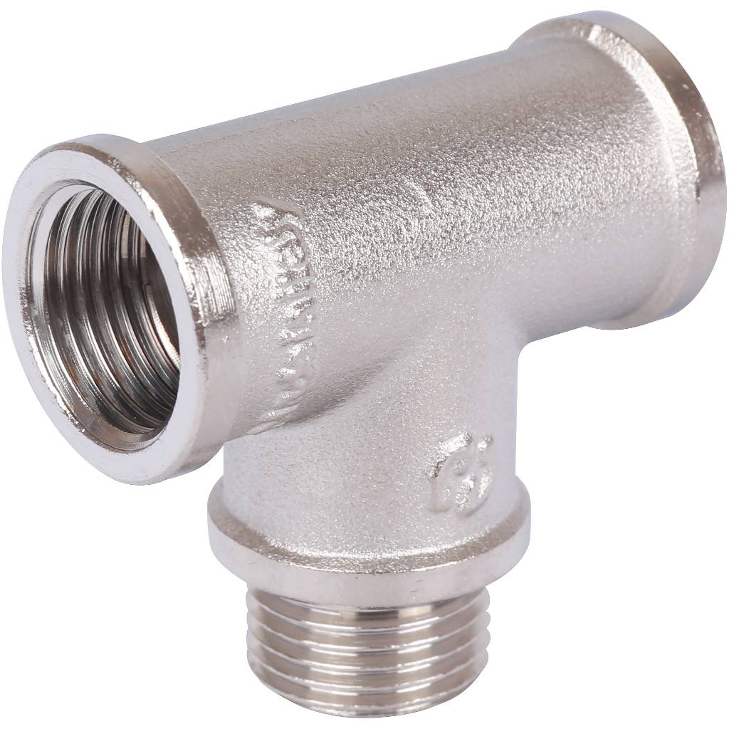 Тройник резьбовой ВН 1/2" никель STOUT