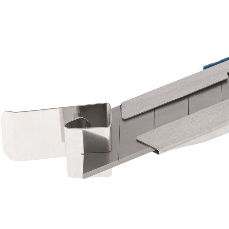 Нож, 195 мм, металлический корпус, выдвижное сегментное лезвие 25 мм (SK-5), металлическая направляющая, клипса для ремня Gross (78896)