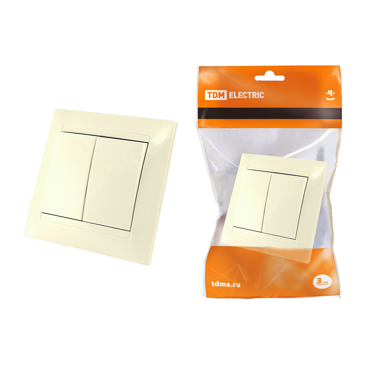 Выключатель 2-х кл. 10а "лама" слон. кость (1/10/120) tdm sq1815-0102