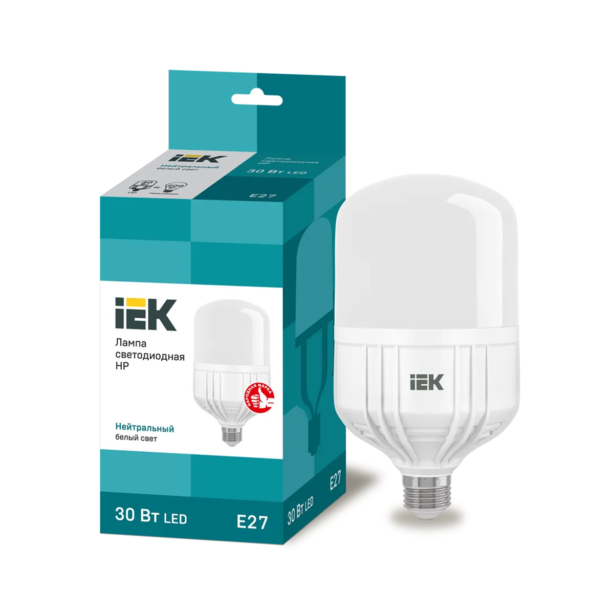Лампа светодиодная (led) "iek" hp 30w 4000 к e27, нейтрал. свет (10)