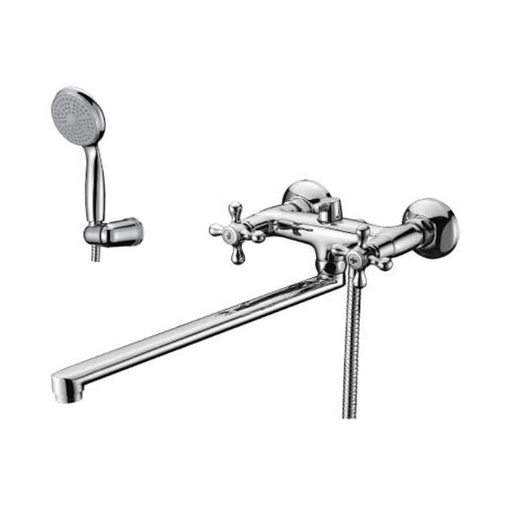 Смеситель для ванн "standart"  lm2112c  длинный плоский излив, двухвентильный (1/8) "lemark"