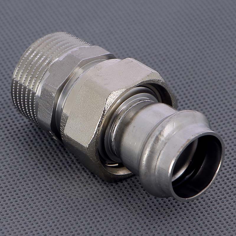 Муфта пресс-Н разъёмная 22x1" с плоской прокладкой нержавеющая сталь Sanpress Inox VIEGA