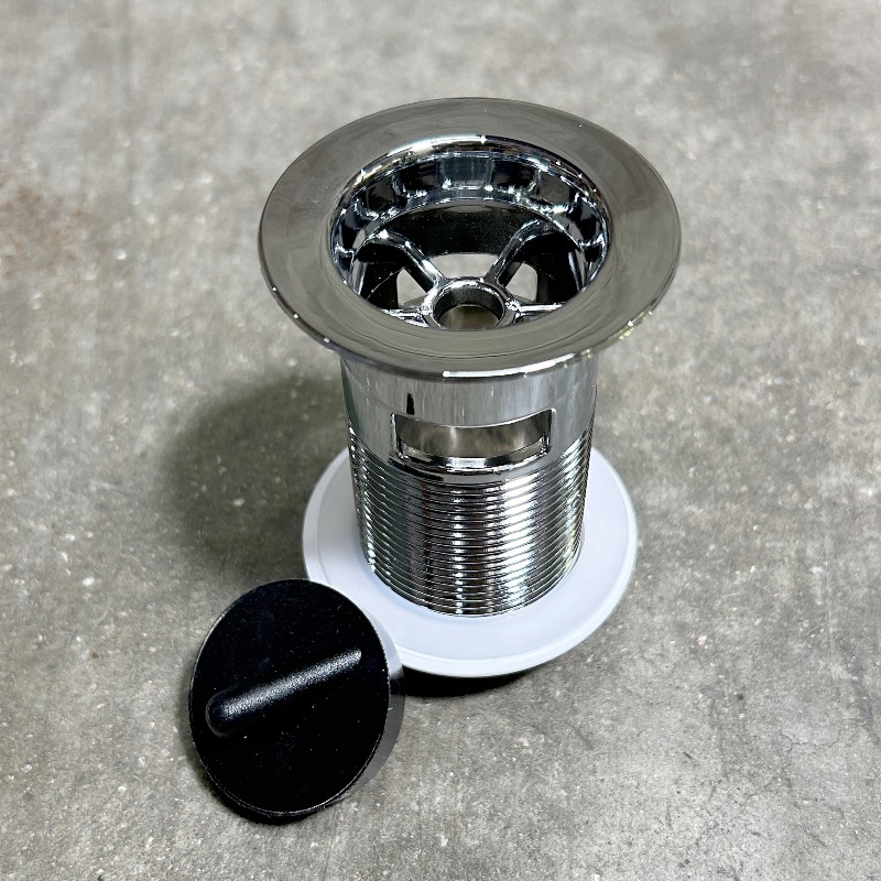 ВыпускMcALPINE 60 мм с пробкой под цепочку, H=90 мм, выход 1 1/4" (установка на герметик)