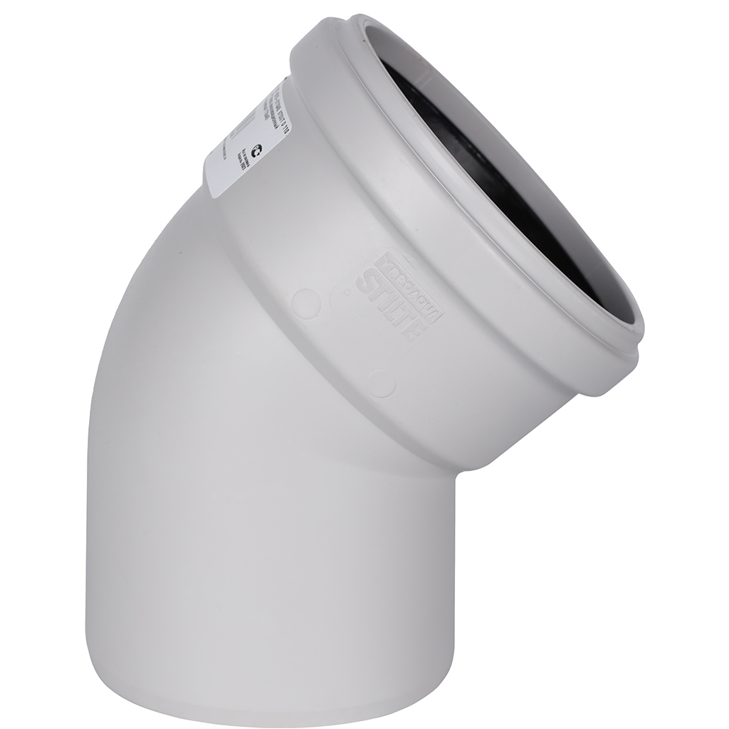 Отвод 45° канализационный бесшумный D = 110 мм STOUT