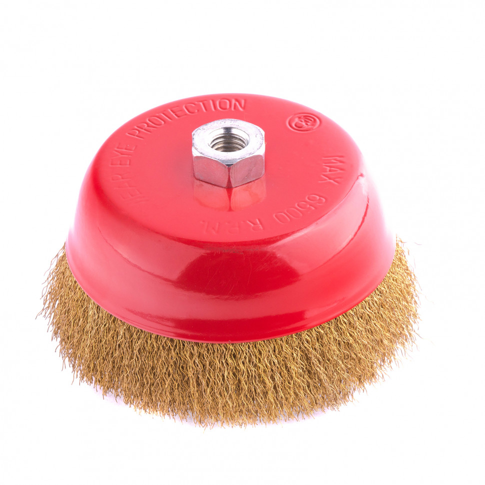 Щетка для УШМ, 150 мм, М14, "чашка", латунированная витая проволока Matrix (74607)