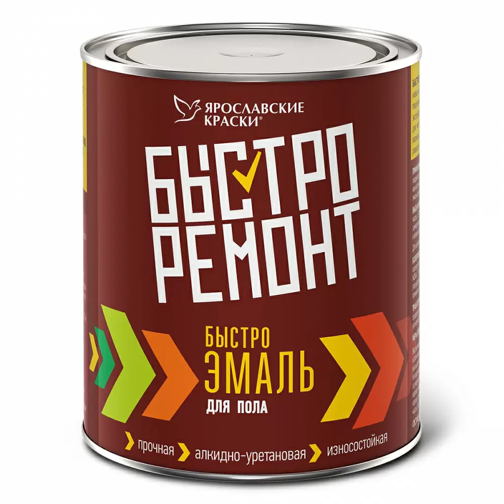 БЫСТРОРЕМОНТ БЫСТРО ЭМАЛЬ для пола износостойкая, алкидно-уретановая, база А (0,7л/0,8кг)