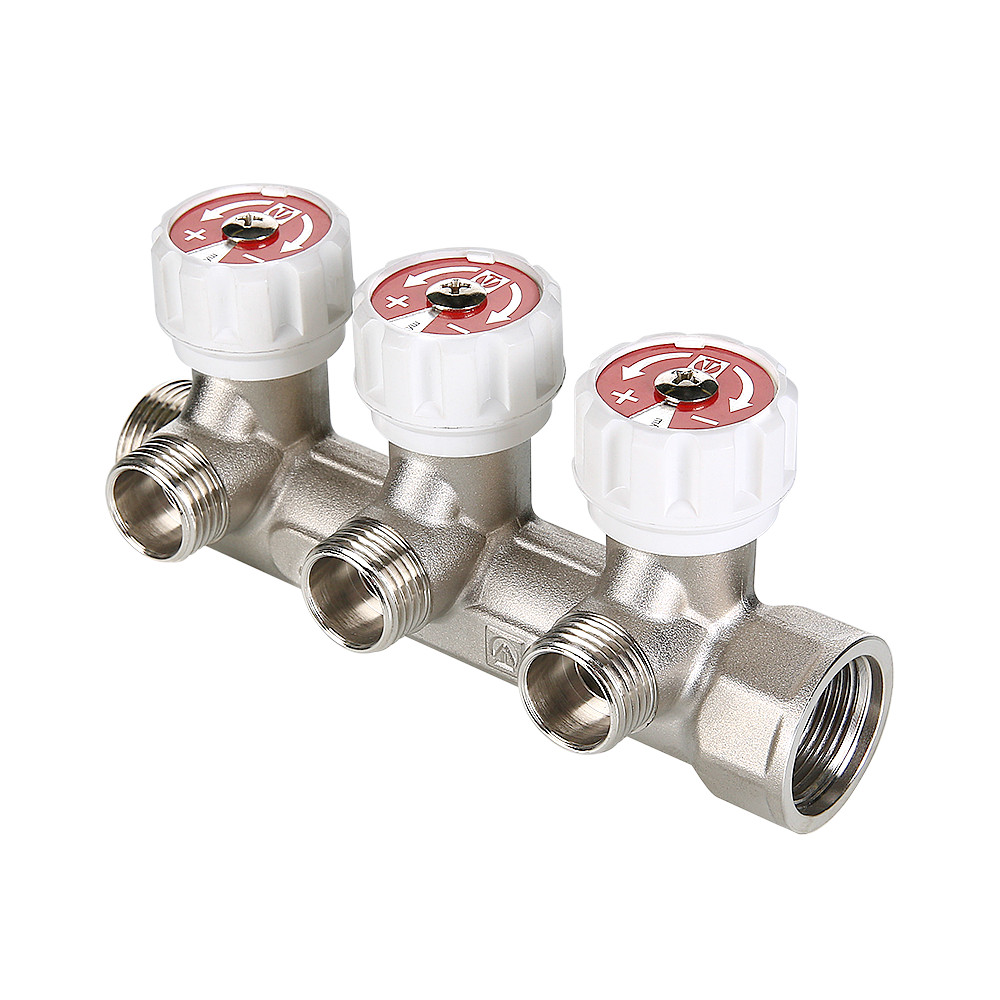 Коллектор ВН 3/4" VALTEC с вентилями на 3 выхода 1/2"