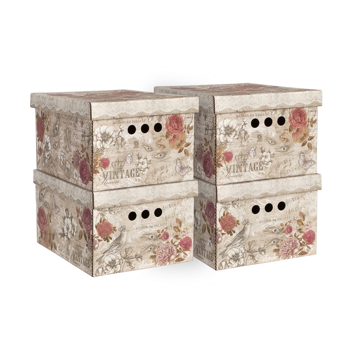 Короб для хранения "vintage flowers" 25*33*18,5 см (набор 4 шт.) (1/11) "valiant" vn-bctn-fl-4s
