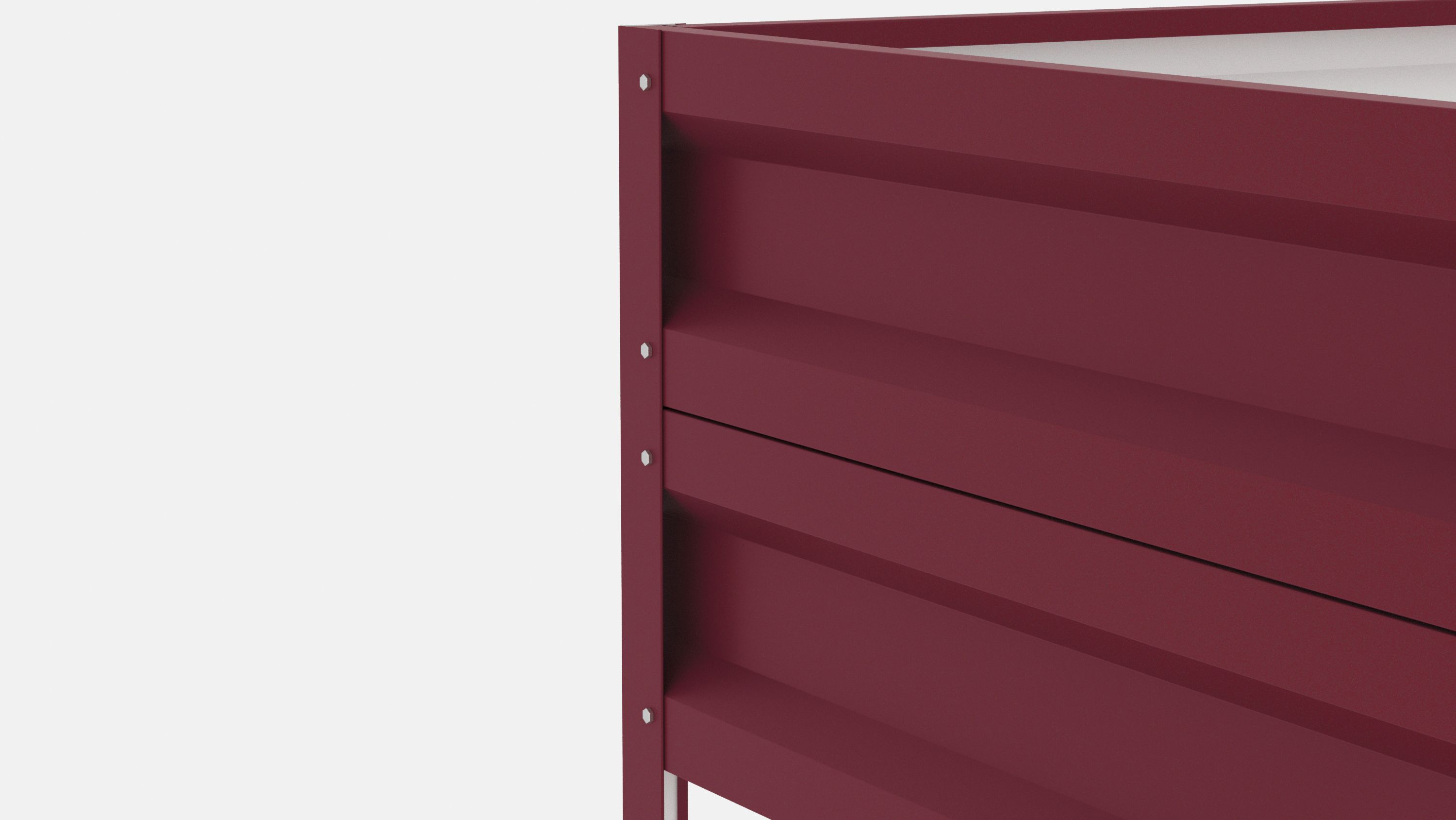 Грядка оцинкованная с полимерным покрытием Усиленная (с ребрами жесткости) , металл 0.6 мм, длина 10 м, ширина 0.5 м, высота 0.4 м, цвет Вишня