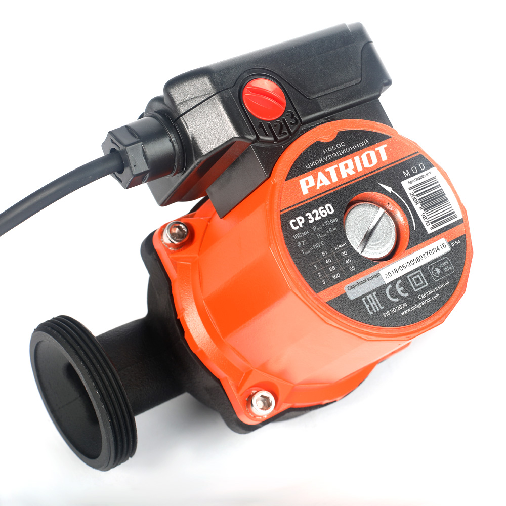 Насос циркуляционный cp-3260  40/68/100 вт (напор 6 м, шнур 0,9 м) (1) "patriot" 315302624