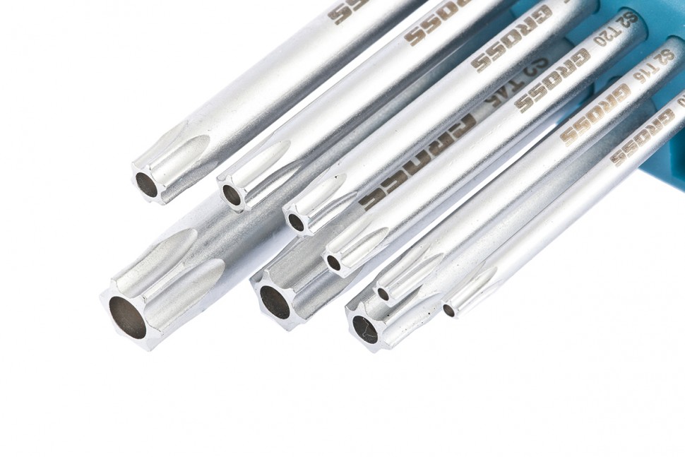 Набор ключей имбусовых Torx -TT, 9 шт: T10-T50, удлиненные, S2, сатинированные Gross (16407)