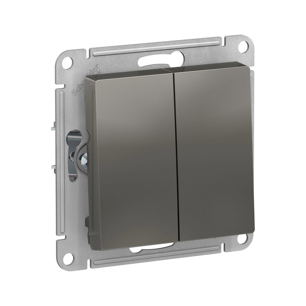 Выключатель "atlasdesign" 2-х кл. (механизм) 10а, стальной (1/5/20) "schneider"