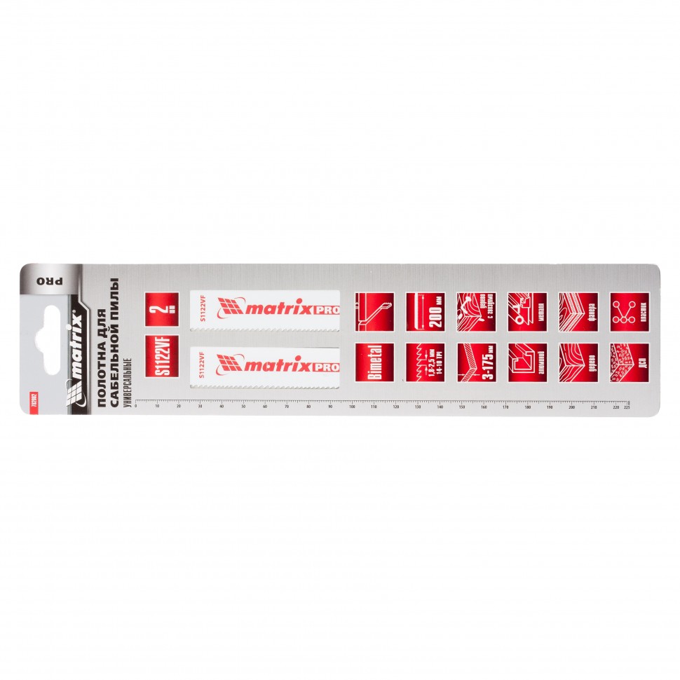 Полотна универсальные для сабельной пилы S1122VF, 200/1.8-2.5 мм, Bimetal, 2 шт, Pro Matrix (782002)