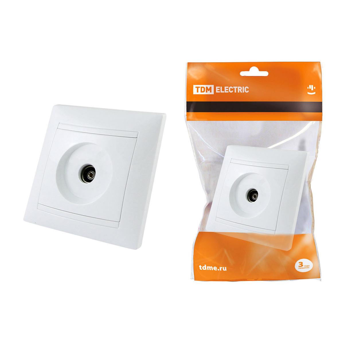 Розетка телевизионная (0-2400мгц, "мама") "лама" белая (1/10/100) tdm sq1815-0017