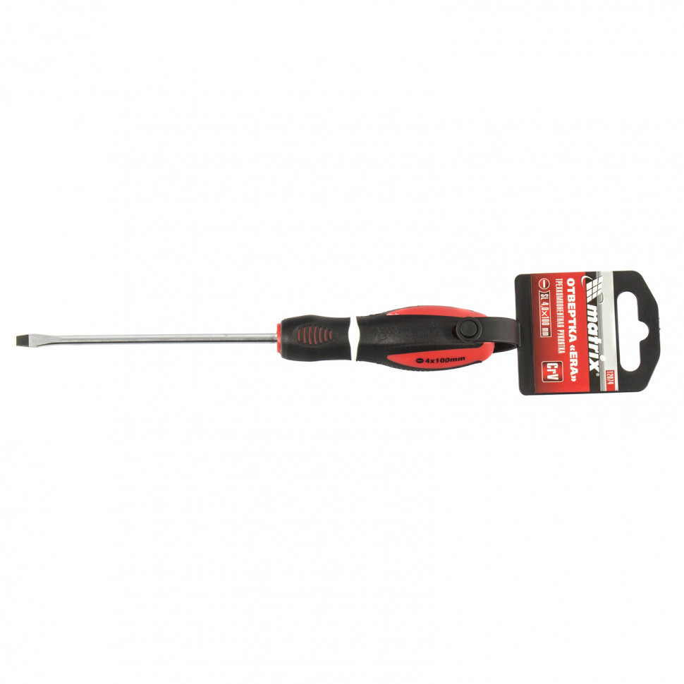 Отвертка "Era", SL4 х 100 мм, CrV, трехкомпонентная рукоятка Matrix (12074)