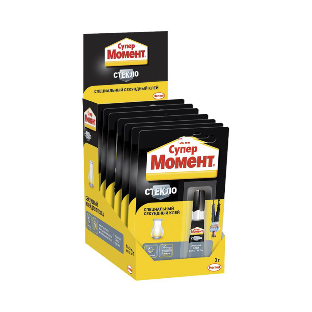 Клей момент супер стекло 3 г ед. блистер в шоу-боксе (1/10/40)  хенкель