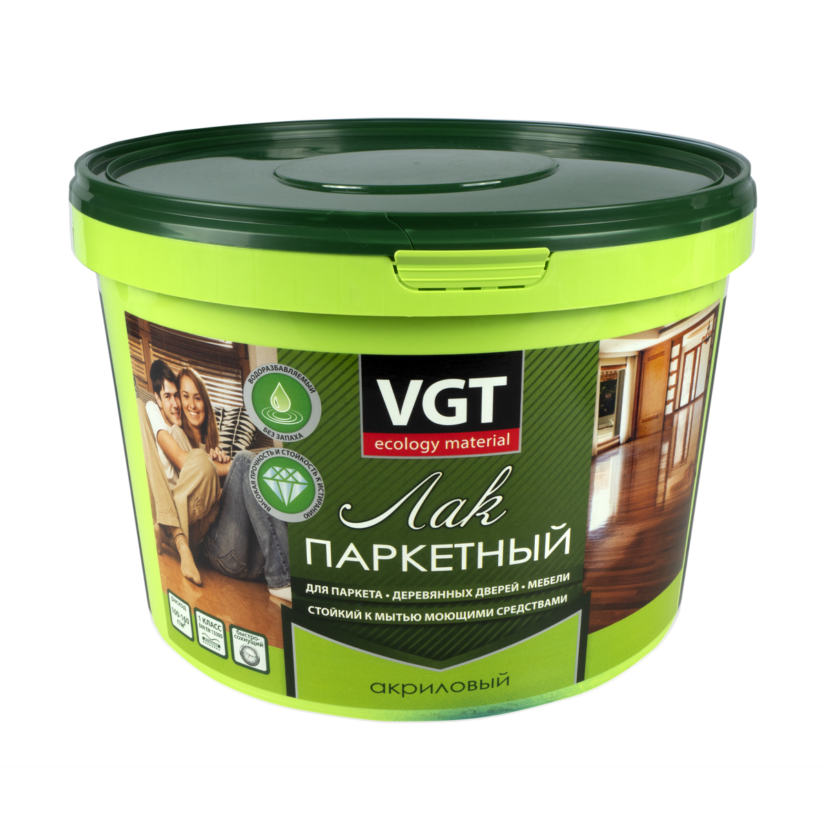 Лак акриловый паркетный глянц.  9 кг (1)  "вгт"