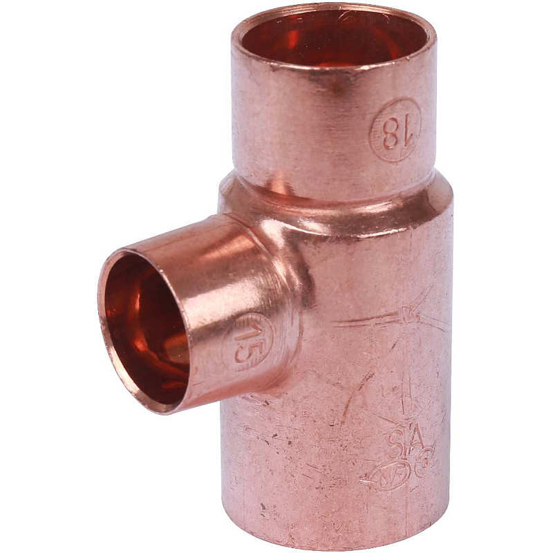 Тройник переходной 22х15х18 мм медный под пайку SANHA 15130221518