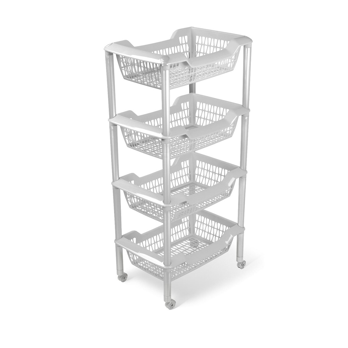Этажерка "джета" 4 корзины на колесах (светло-серая) (1/4) "мартика" с736сер