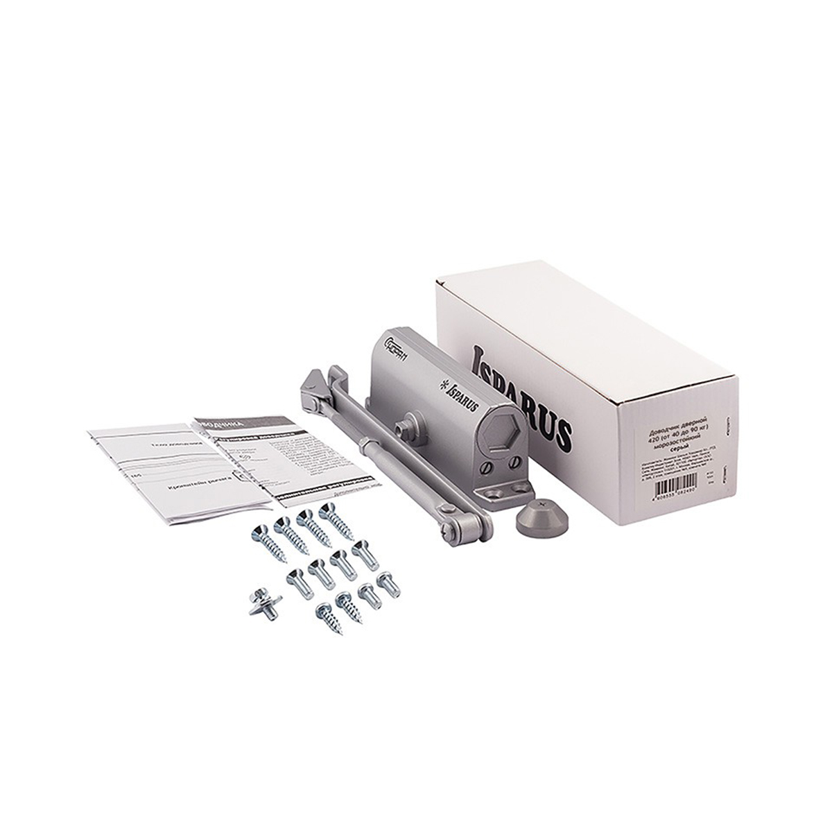 Доводчик дверной  420 isparus серый (масса двери 40-90 кг) (1/10) "нора-м"