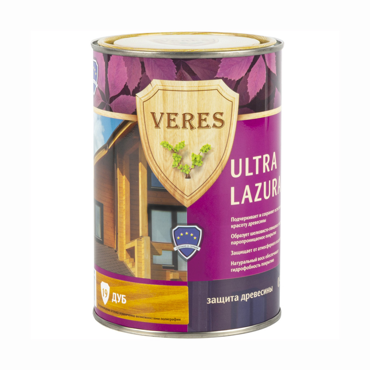 Верес ультра лазура №19 дуб  0,9 л (1/6) "veres"