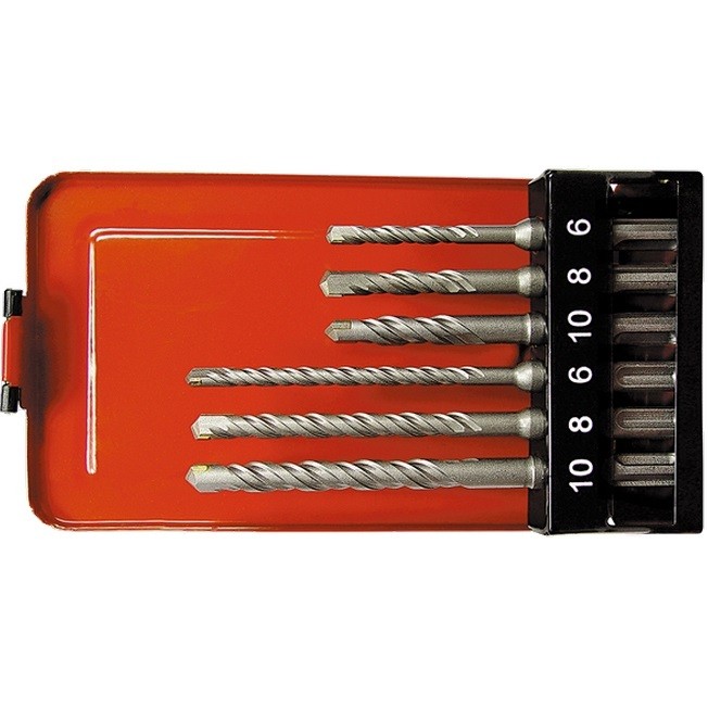 Набор буров по бетону, 6-8-10 х 110.6-8-10 х 160 мм, 6 шт, в пластиковой коробке, SDS Plus Matrix (71096)