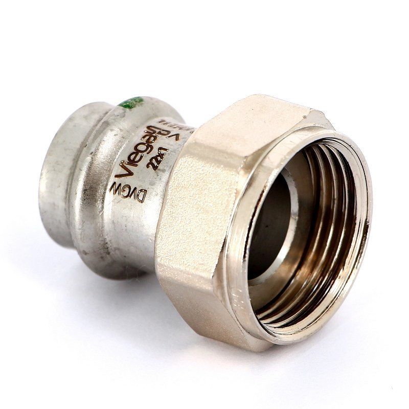 Муфта пресс-В с накидной гайкой 22х1" нержавеющая сталь Sanpress Inox VIEGA