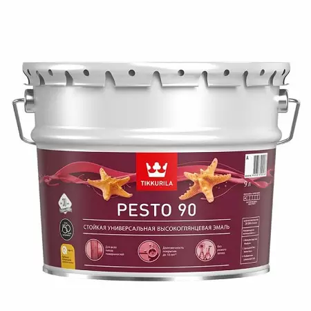 TIKKURILA EURO MIRALKYD / PESTO 90 эмаль алкидная, универсальная, высоко глянцевая, база A (9л)