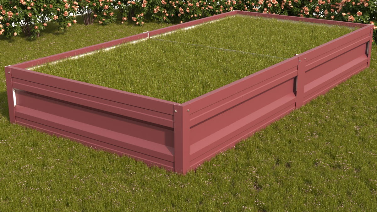 Грядка оцинкованная с полимерным покрытием Усиленная (с ребрами жесткости) , металл 0.6 мм, длина 1 м, ширина 0.4 м, высота 0.3 м, цвет Вишня