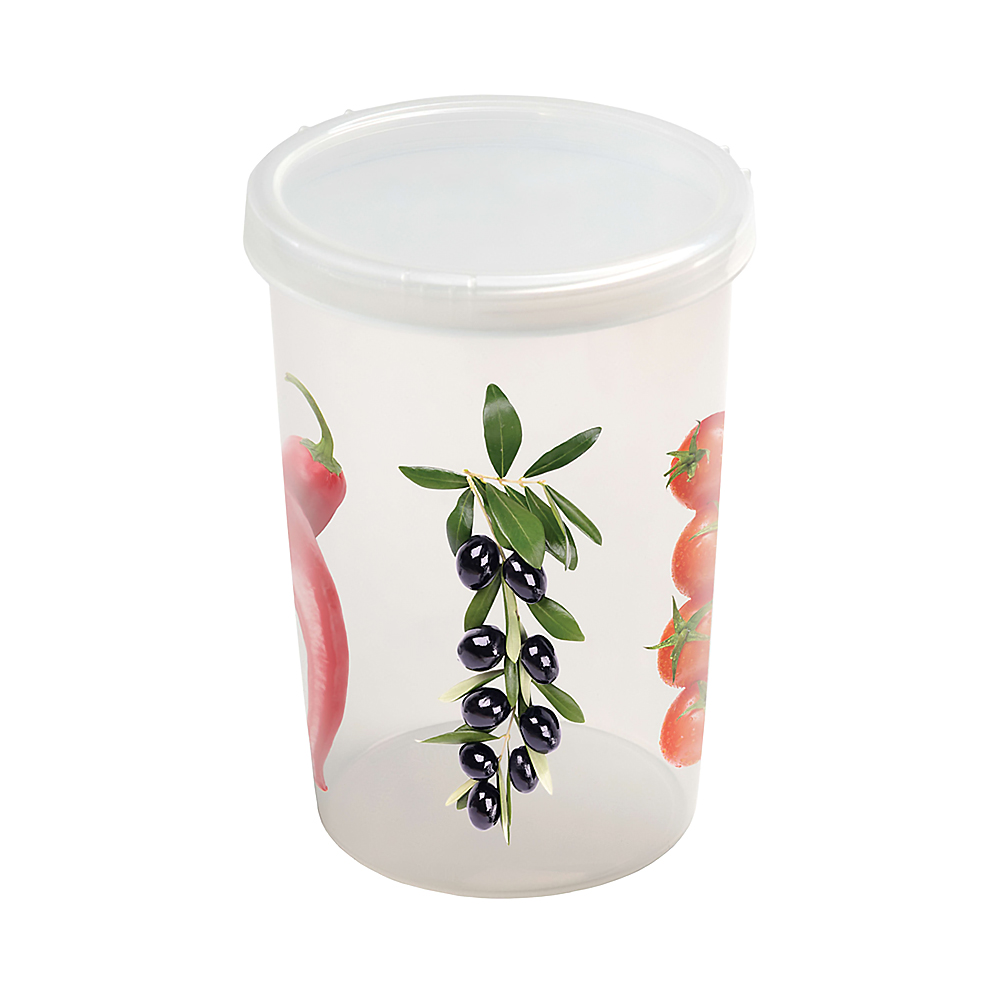 Банка с крышкой 1 л с декором (1/33) "бытпласт"