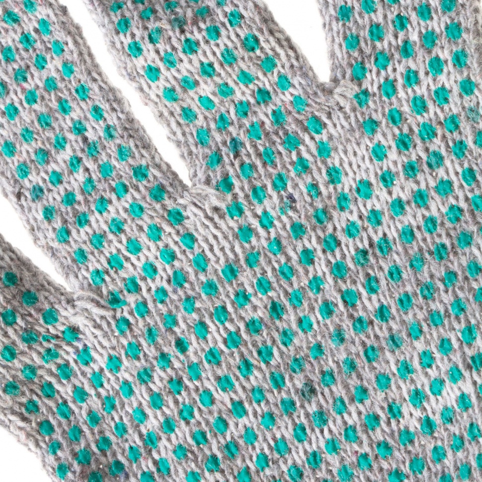 Перчатки трикотажные, ПВХ "Точка", меланж, 6 пар в упаковке, 7 класс (67817)