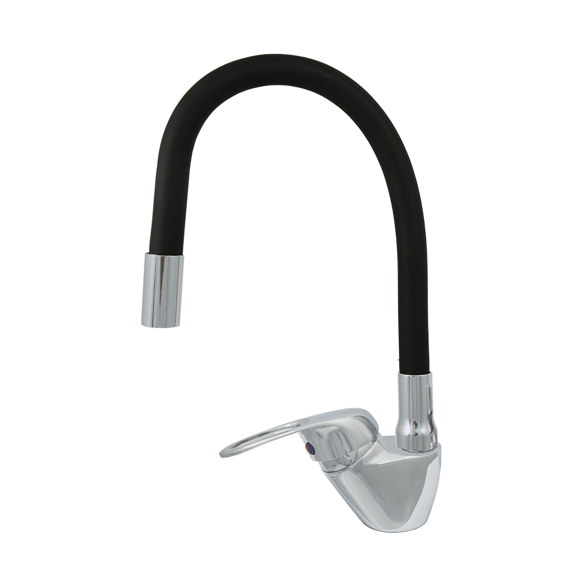 Смеситель для кухни "эко" цс-см 27/2ш d35 м43 гибкий силикон. излив (черный) (1/10)