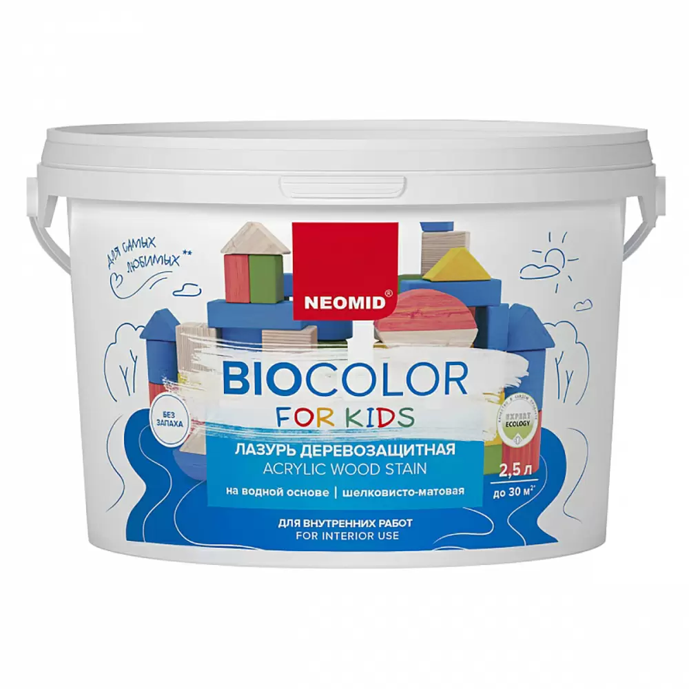 NEOMID BioColor For Kids лазурь деревозащитная, мятный (0,25л)