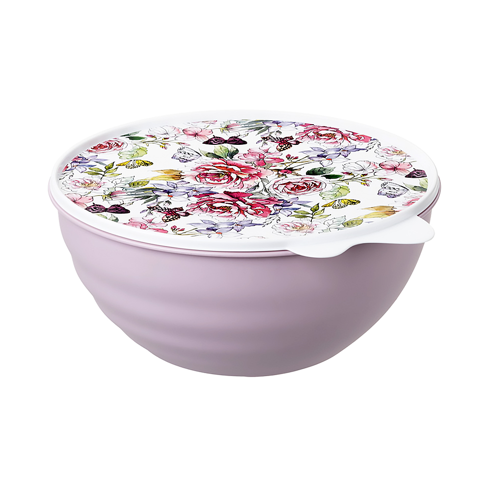 Миска с крышкой "wave" 2,8 л с декором (1/6) "бытпласт"