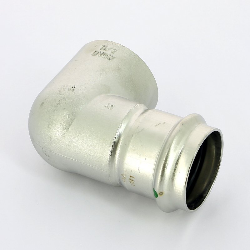 Угол пресс-В компактный 42x1"1/2 нержавеющая сталь Sanpress Inox VIEGA