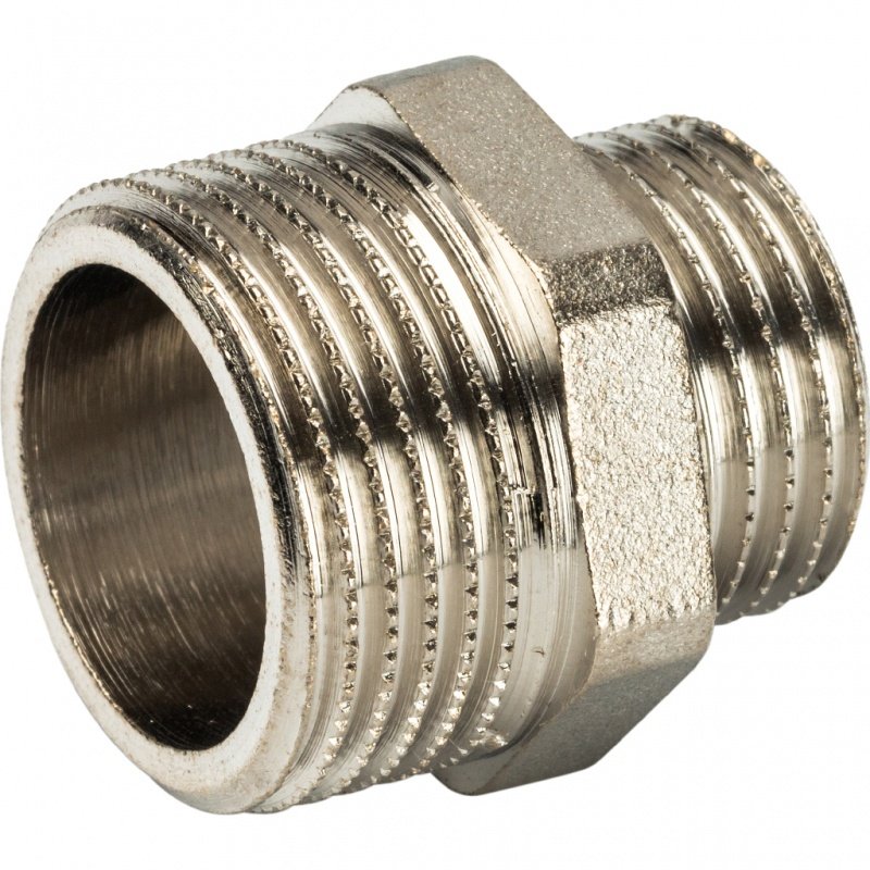 Ниппель переходной резьбовой НР 3/4" x 1/2" никель STOUT