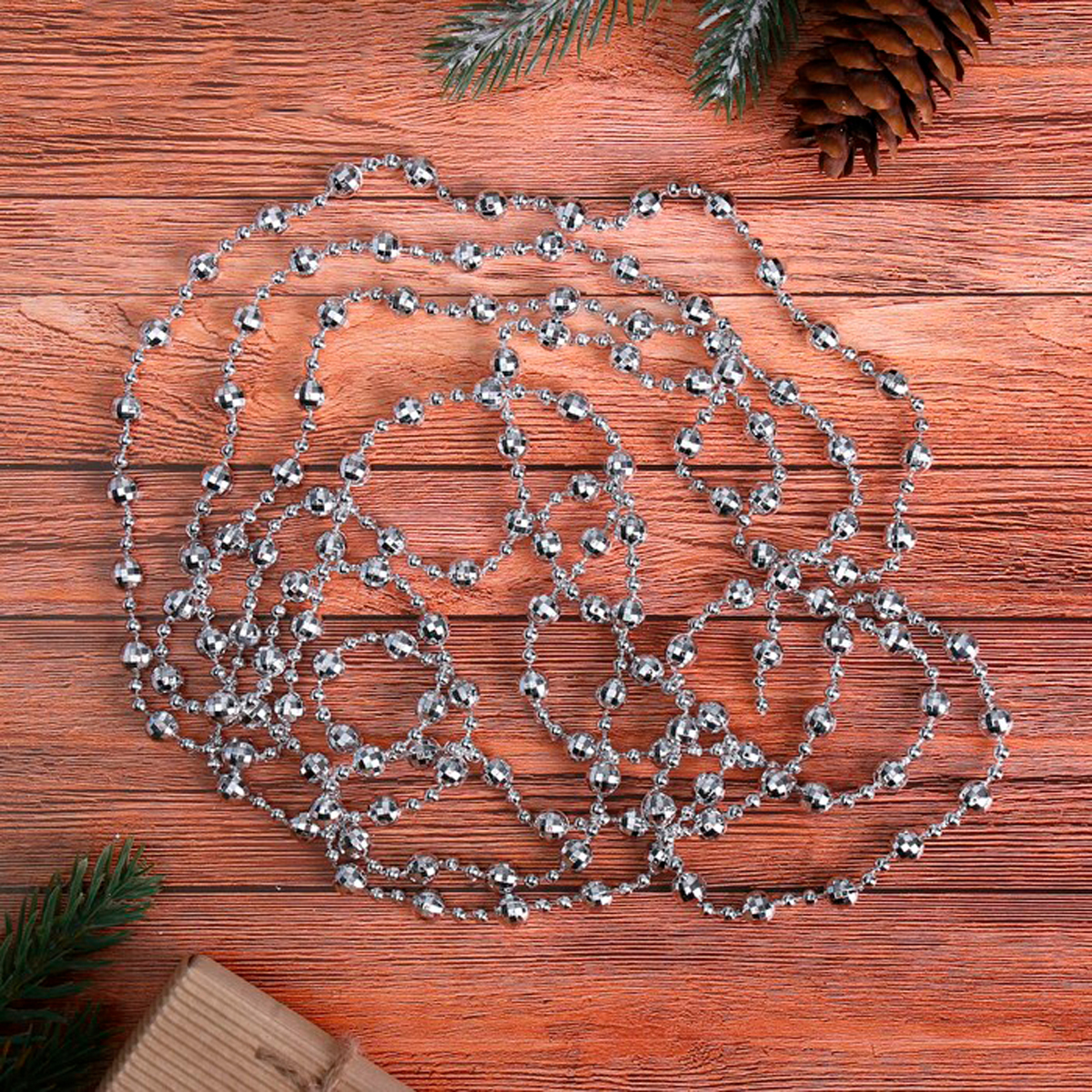 Бусы 2,7 м "шарики рельефные" d-8 мм, цвет микс "зимнее волшебство" 905717