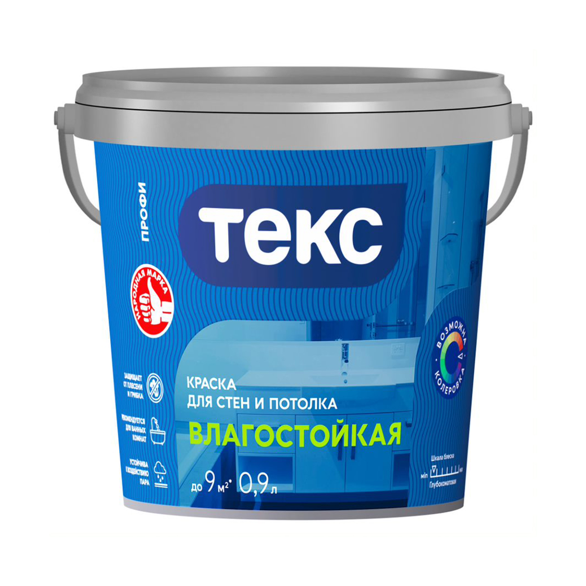 Краска в/д "профи" для стен и потолков влагостойкая база а  0,9 л (18) текс