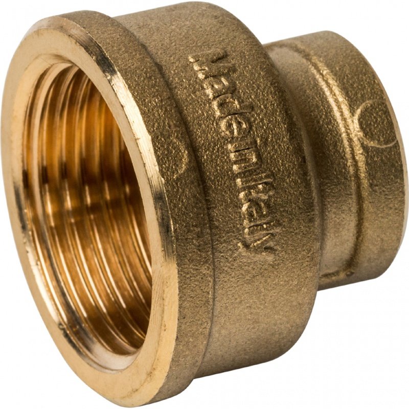 Муфта резьбовая переходная 1" x 1/2" ВР латунь STOUT