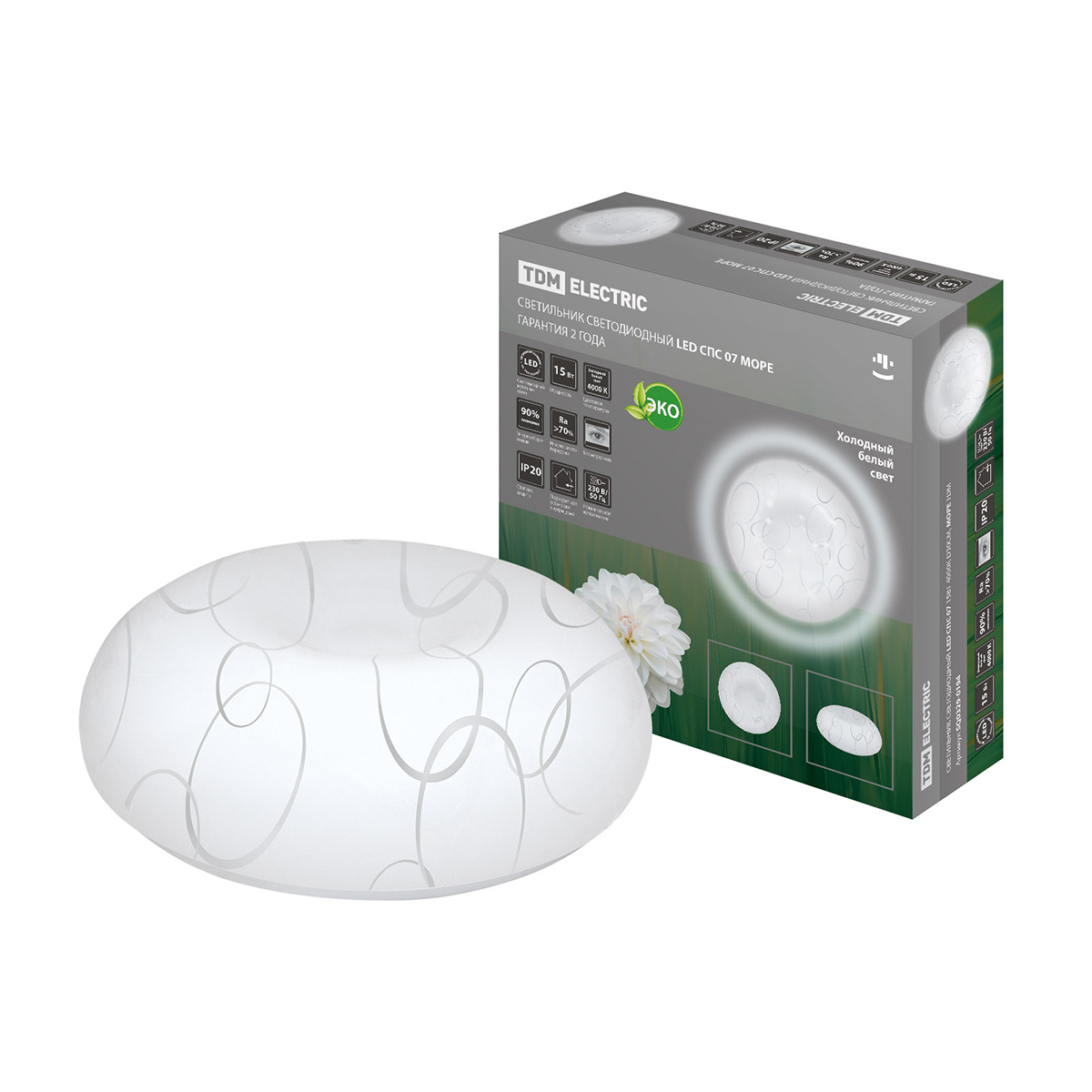 Светильник светодиод. спс 07  15 вт 4000 к d=30 см, море (1/12) tdm sq0329-0194