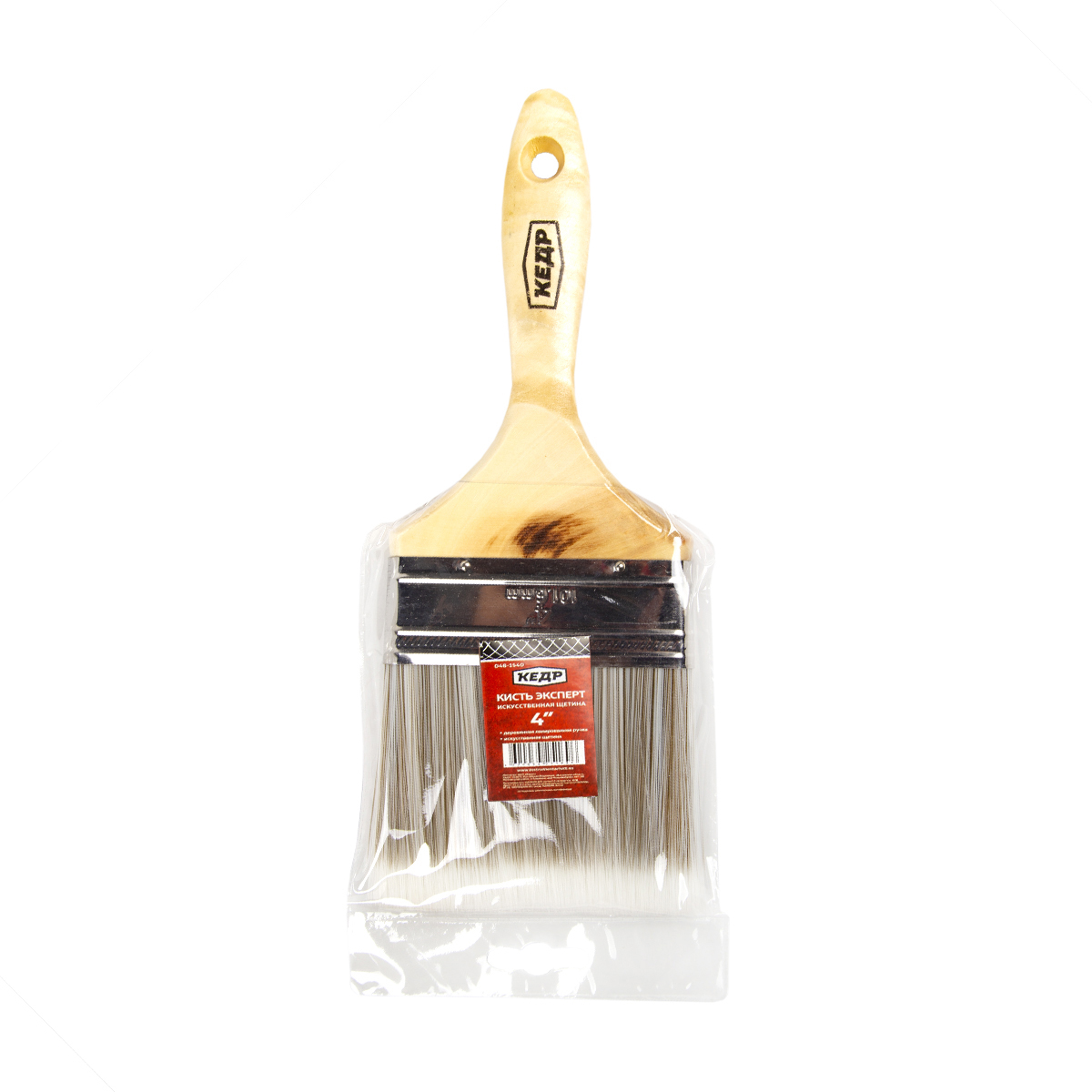 Кисть плоская "эксперт"  №4 /100 мм (12/96) искусств. щетина, дерев.ручка "кедр"  048-1540