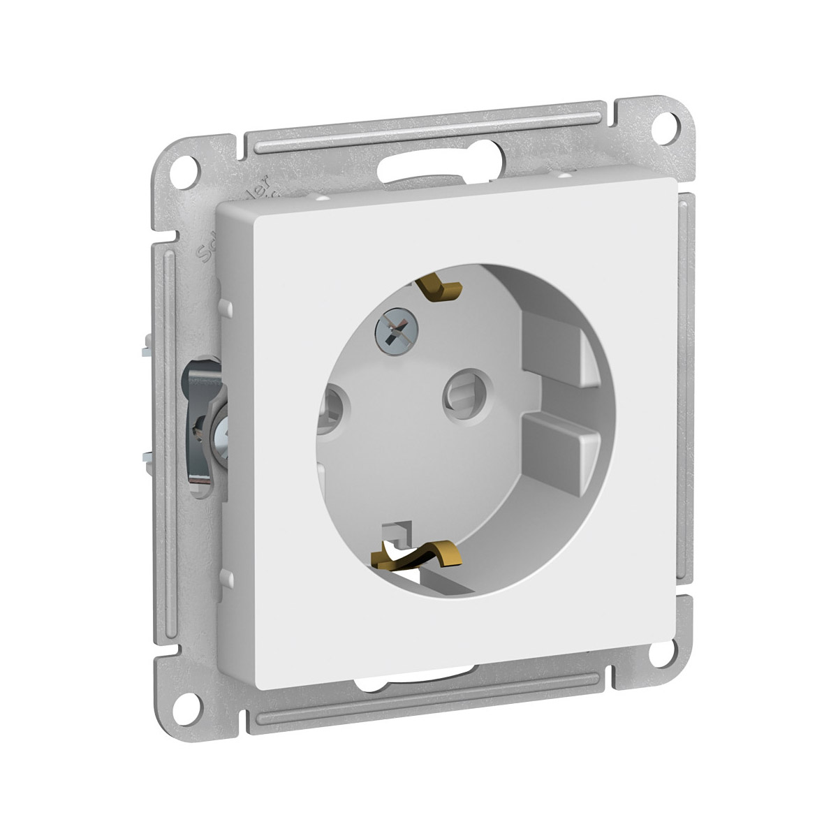 Розетка "atlasdesign" 1 местн. с заземл, с шторками (механизм) 16а, белый (1/20/160) "schneider"